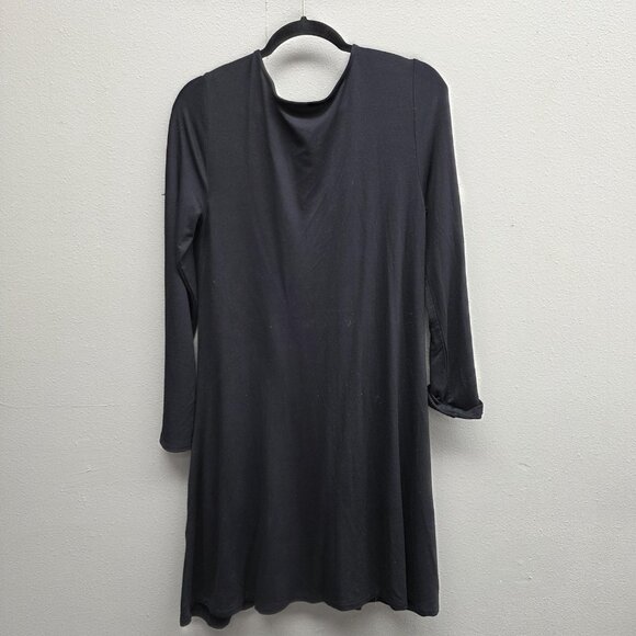 LOFT Outlet Lounge Dress Womens Small Black Long Sleeve A-Line Pockets Stretch - Picture 5 of 9